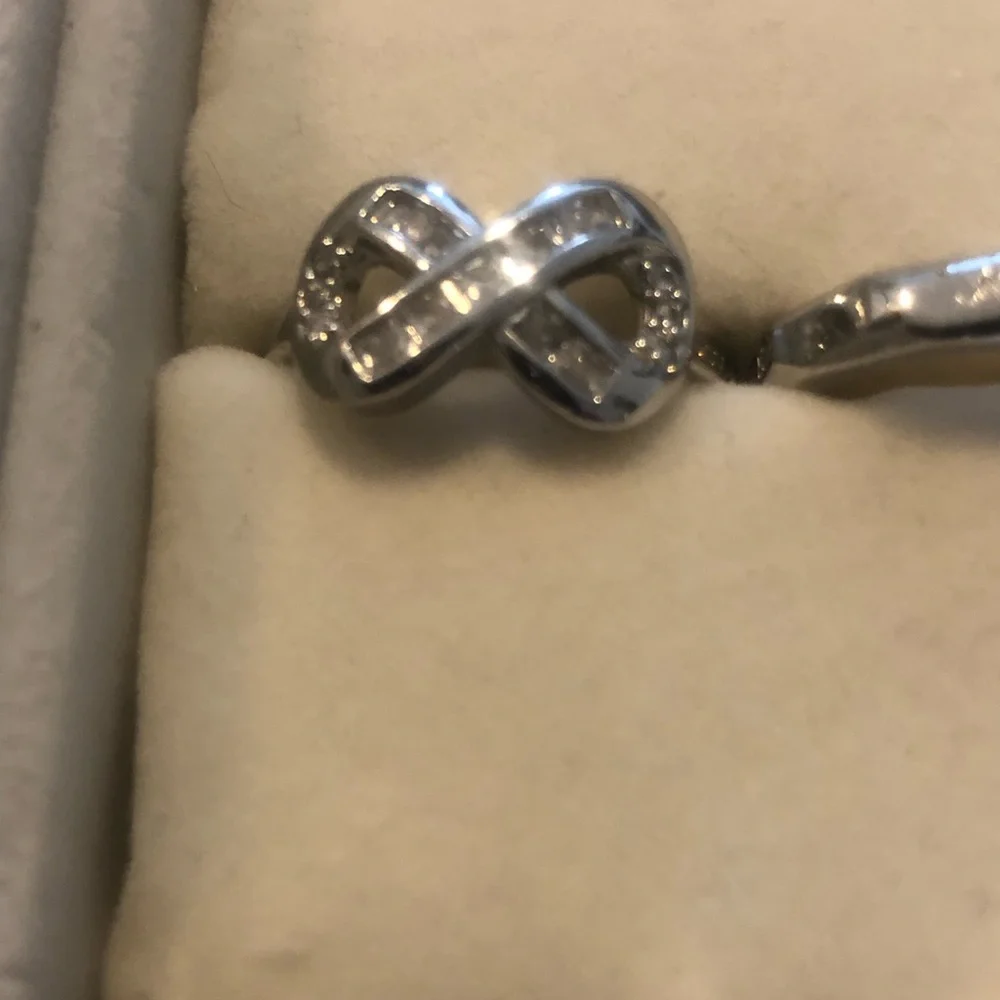 Silver Infinity Link Charm with Cubic Zirconia